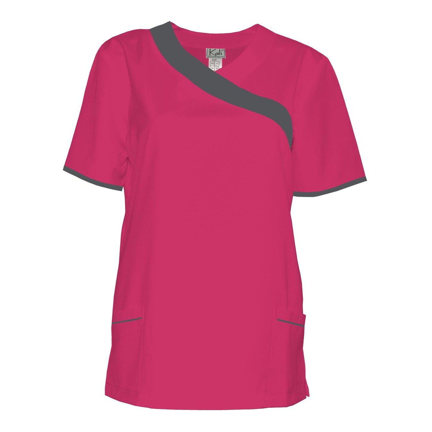 Women's tunic - cyclamen color with gray trim, model FVDL