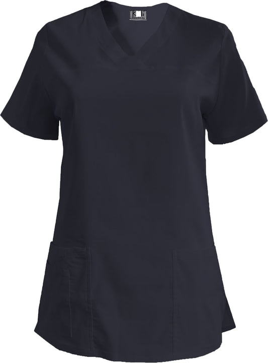 Women's elastic tunic - dark blue without additional edging, model FVE