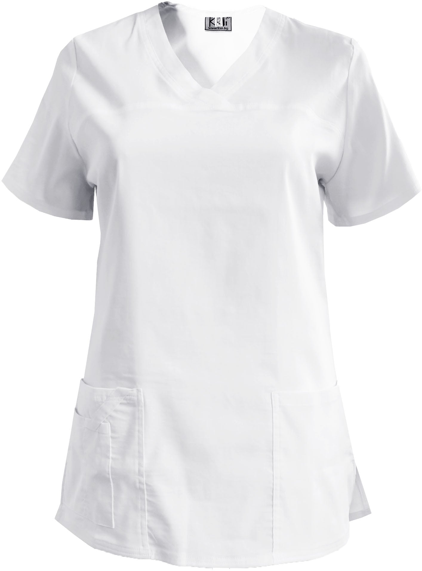 Women's elastic tunic - white color without trim, model FVE