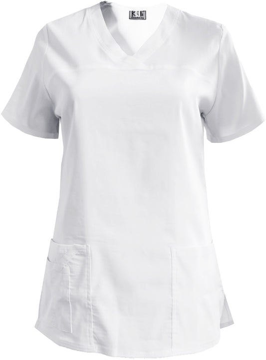 Women's elastic tunic - white color without trim, model FVE