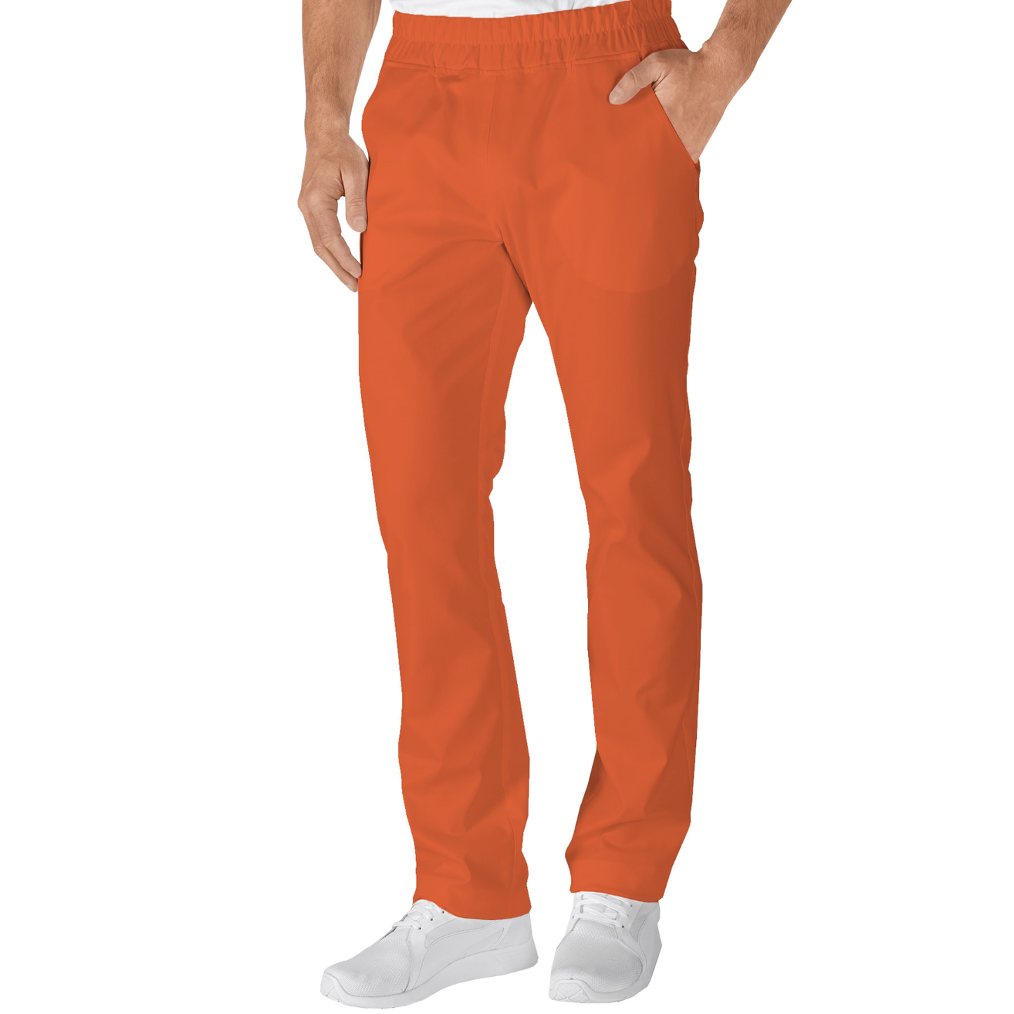 Men's trousers with two side pockets - orange color, model MR