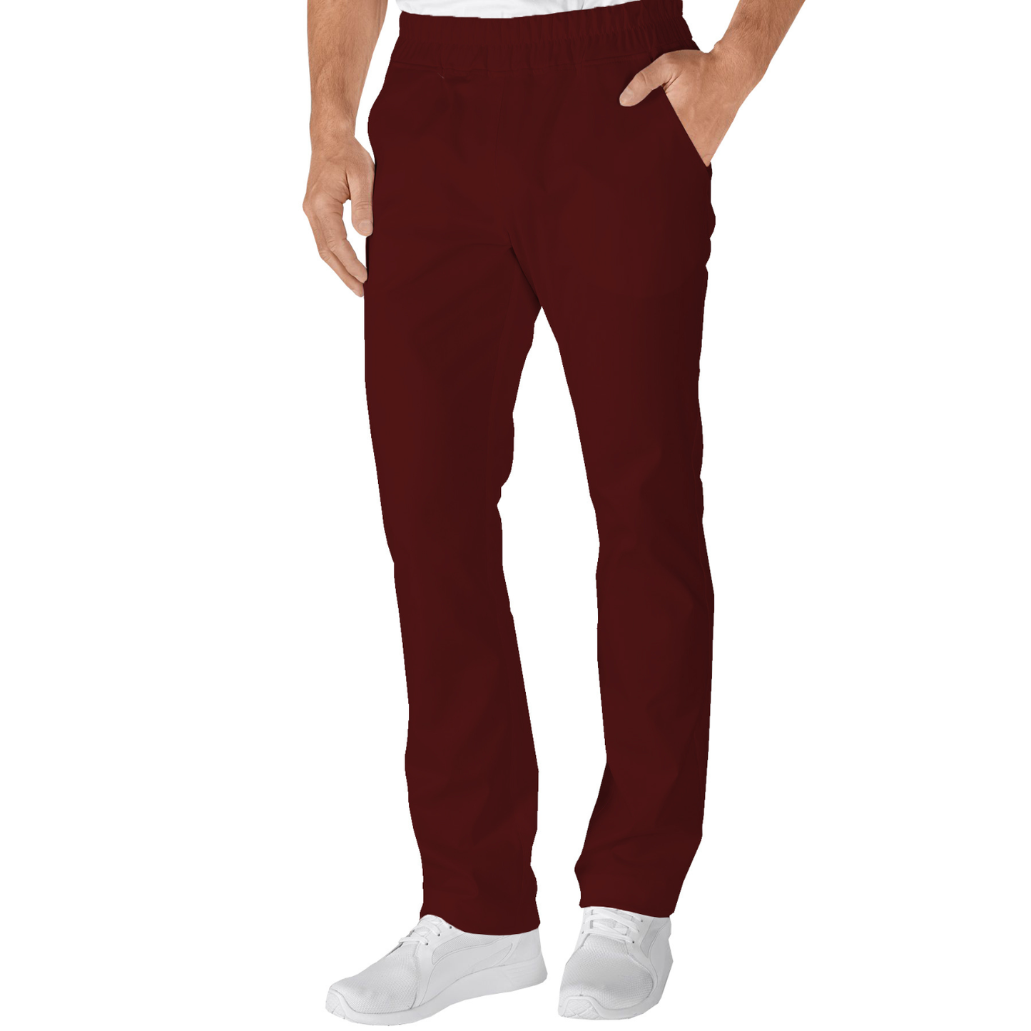 Men's trousers with two side pockets - wine color, model MR