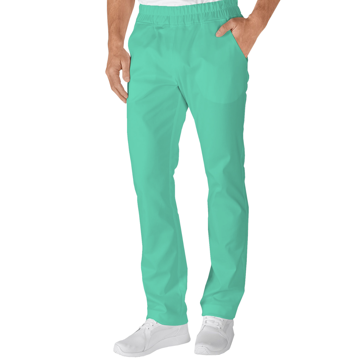 Men's trousers with two side pockets - mint color, model MR