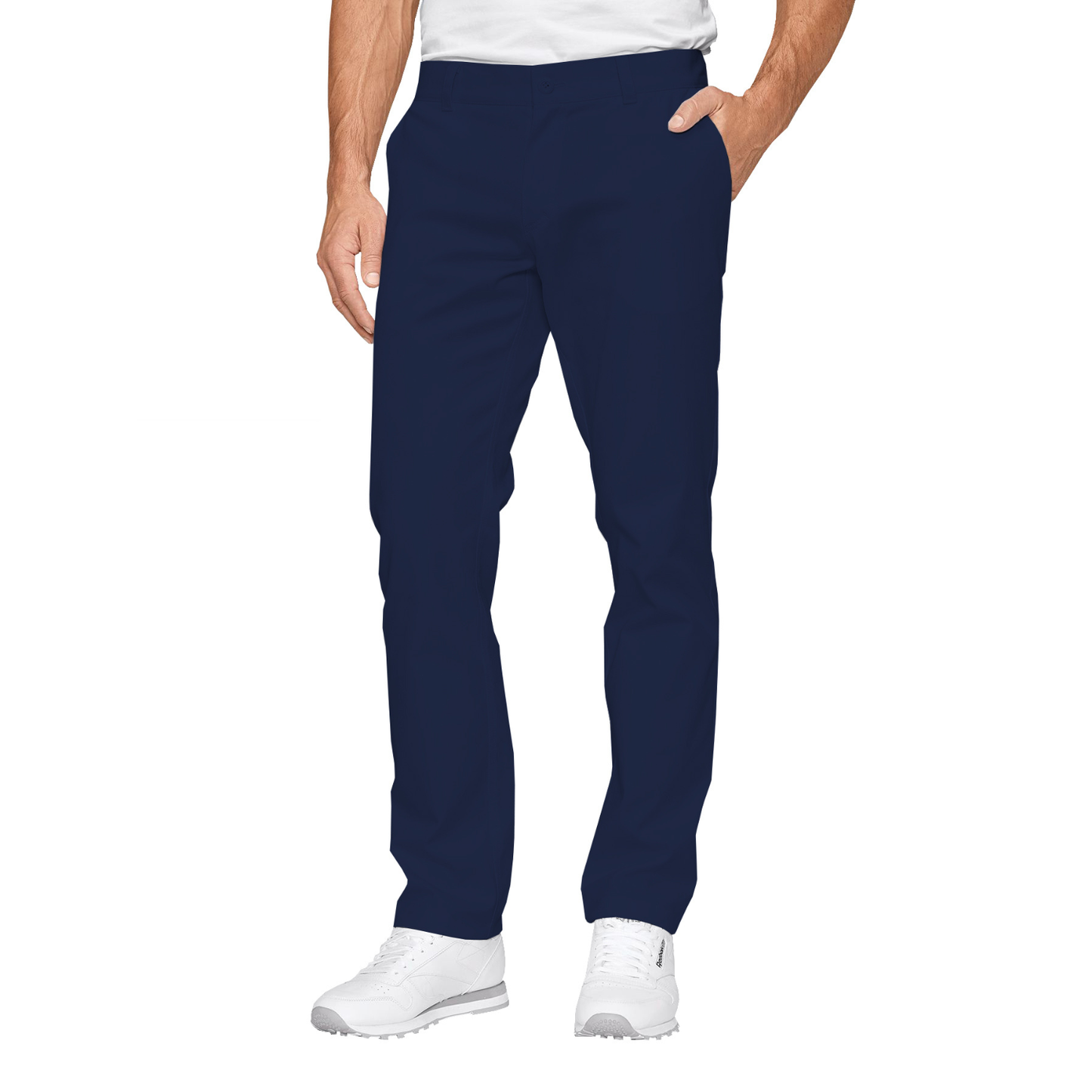Men's formal trousers - dark blue, model MPOF