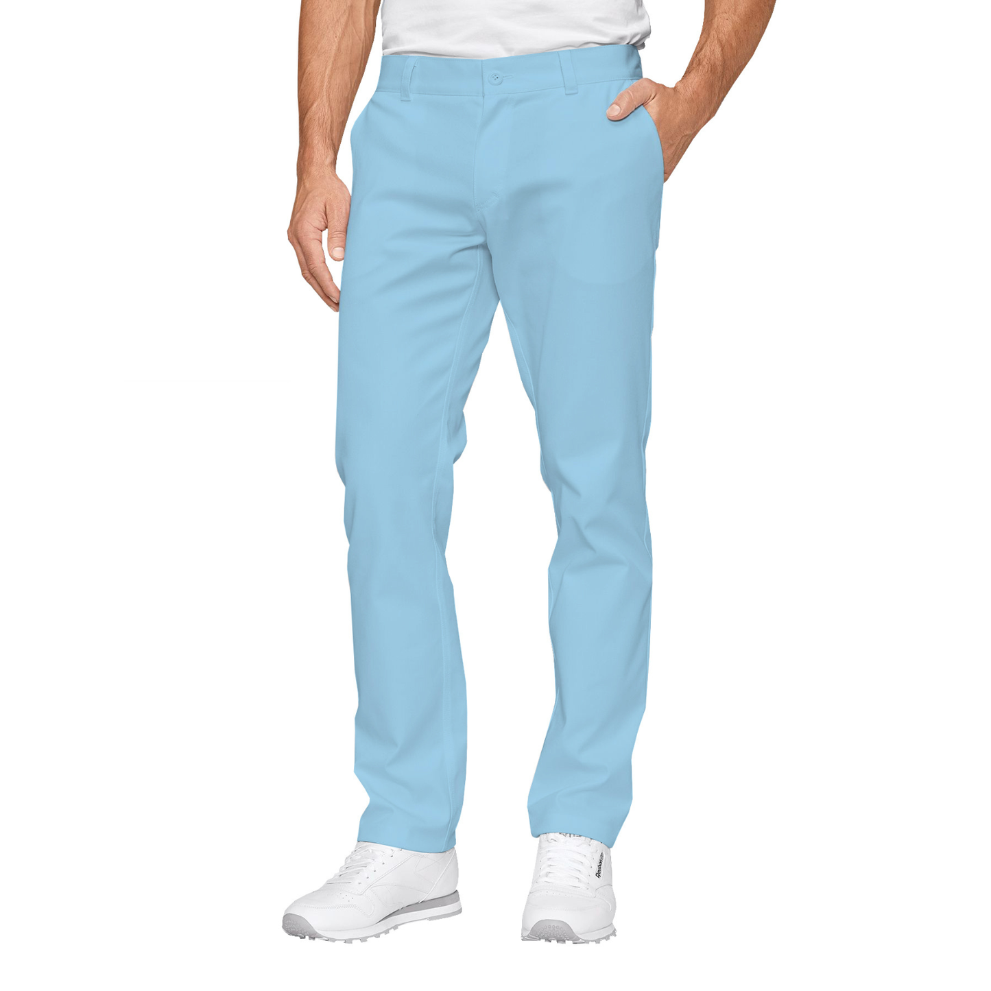 Men's formal trousers - color light blue, model MPOF