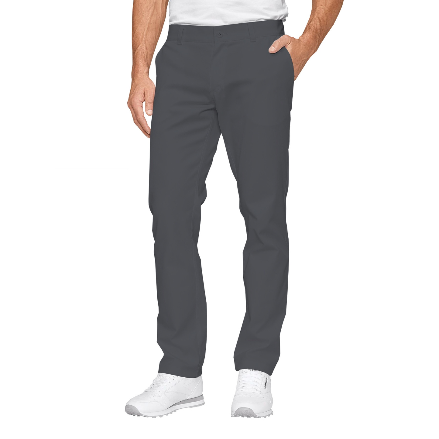 Men's formal trousers - dark gray color, model MPOF
