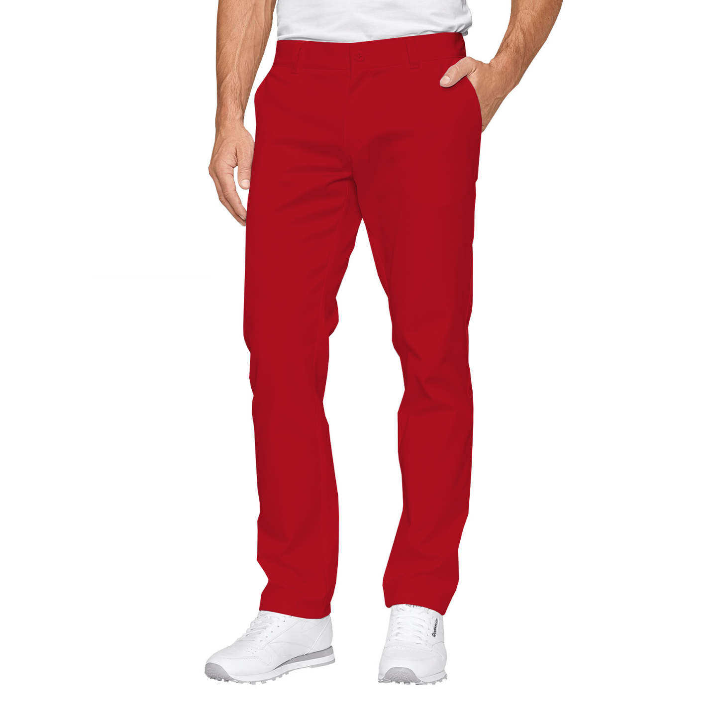 Men's formal trousers - color red, model MPOF