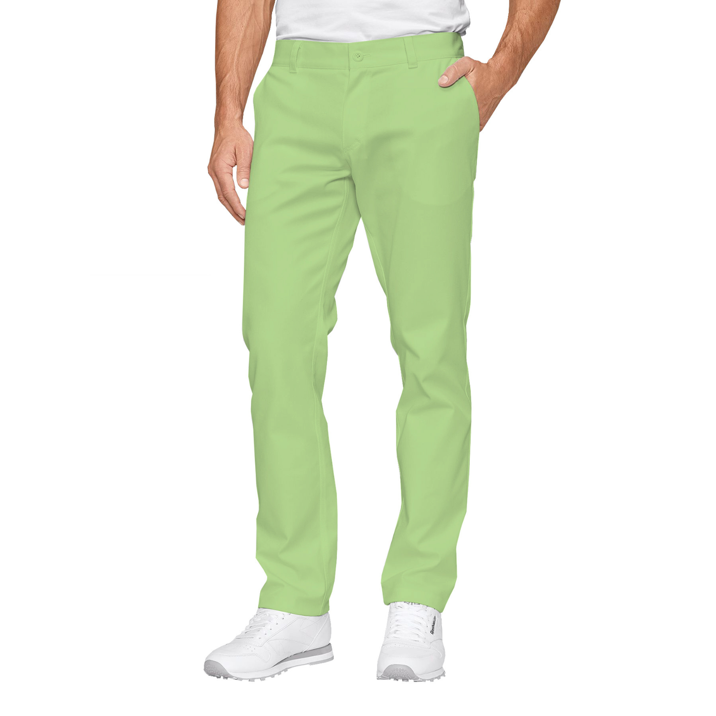 Men's formal trousers - color pale green, model MPOF