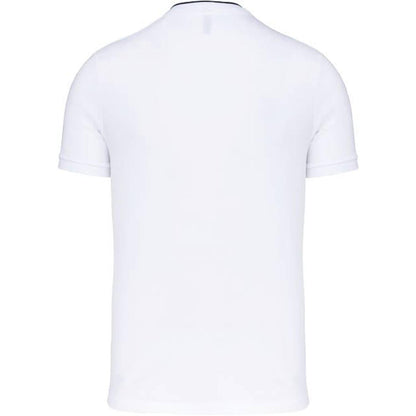 Мъжка поло блуза с попска яка - цвят бял - тъмносин – Медицински облекла Кали