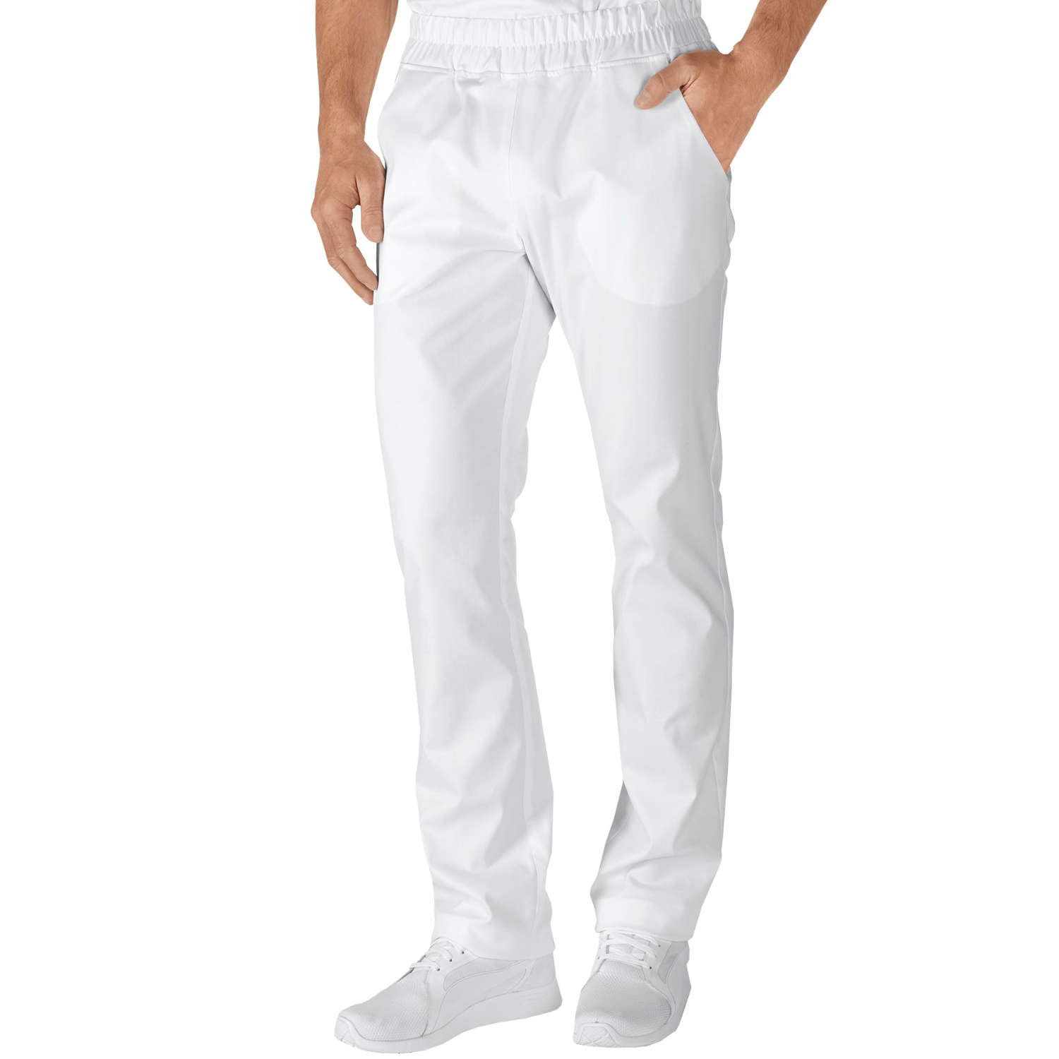 Мъжки панталон с два странични джоба - цвят бял, модел МР – Медицински облекла Кали