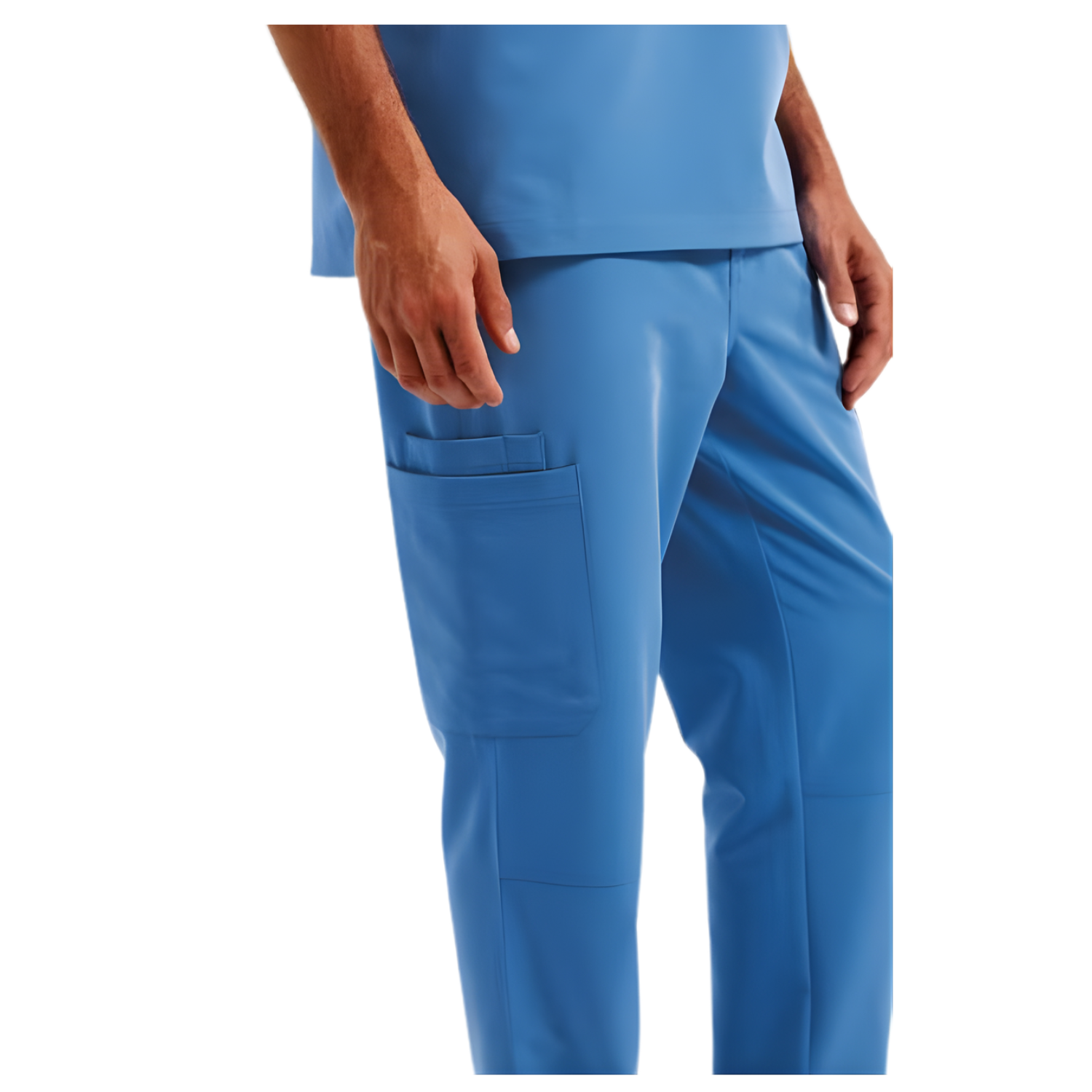 Мъжки стреч карго панталон - цвят небесно син – Медицински облекла Кали