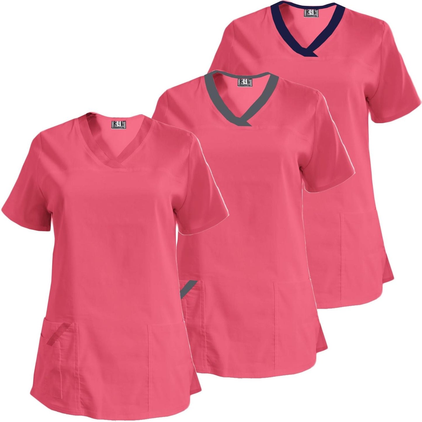 Пакет от 3 еластични туники - цвят неонова фуксия, модел FVE – Медицински облекла Кали