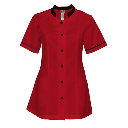 Поръчка на дамска червена туника с гарнитура - черна, модел FSN – Медицински облекла Кали