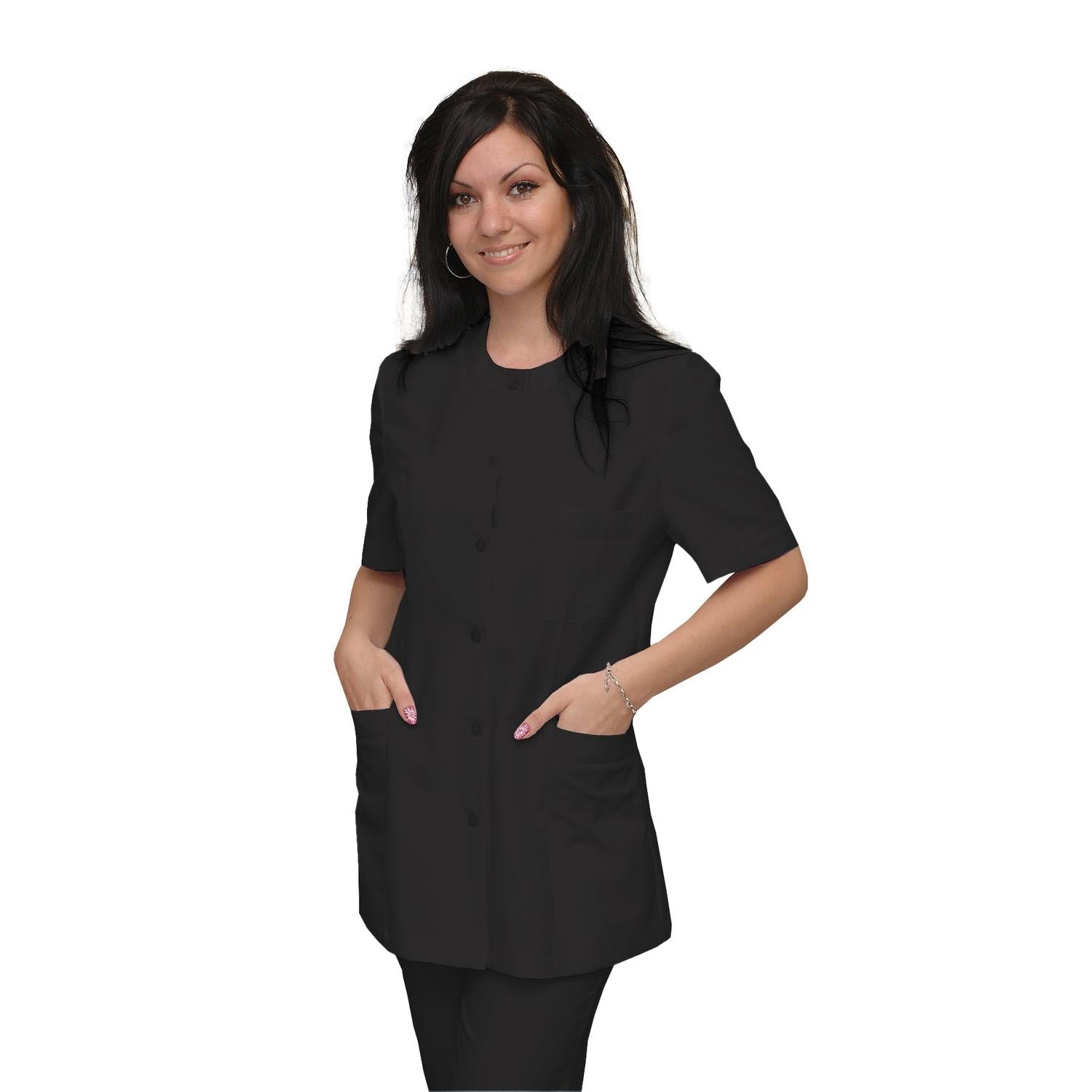ПОРЪЧКА на дамска туника - цвят черен, модел F222-2U – Медицински облекла Кали