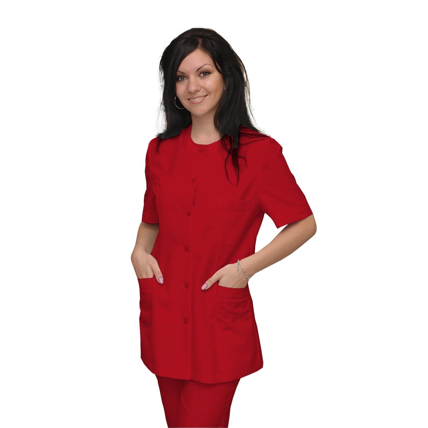 ПОРЪЧКА на дамска туника - цвят червен, модел F222-2U – Медицински облекла Кали