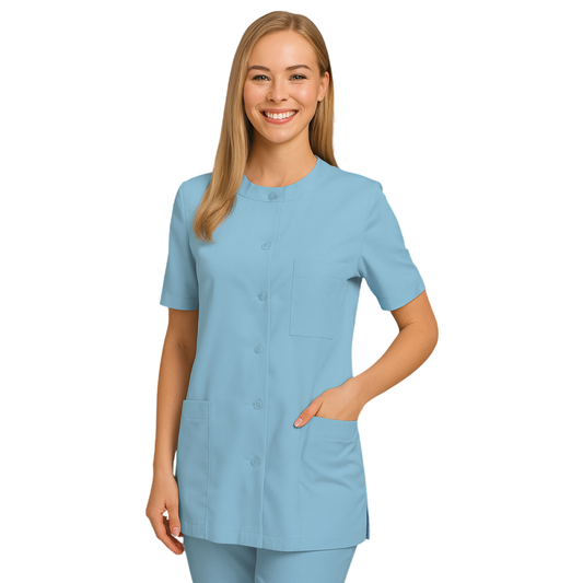 ПОРЪЧКА на дамска туника - цвят светлосин , модел F222-2U – Медицински облекла Кали