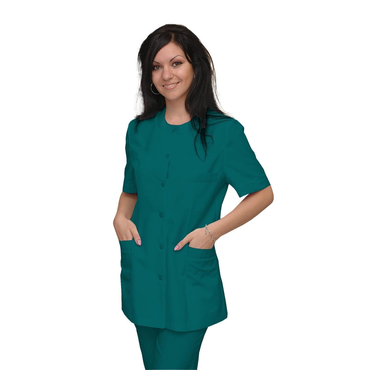 ПОРЪЧКА на дамска туника - цвят тъмно морско зелен, модел F222-2U – Медицински облекла Кали