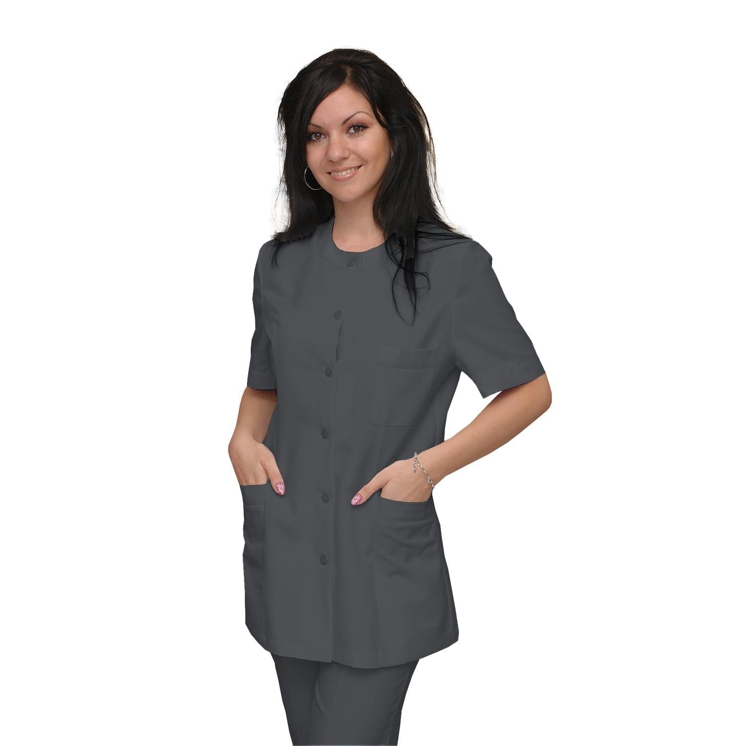 ПОРЪЧКА на дамска туника - цвят тъмно сив , модел F222-2U – Медицински облекла Кали