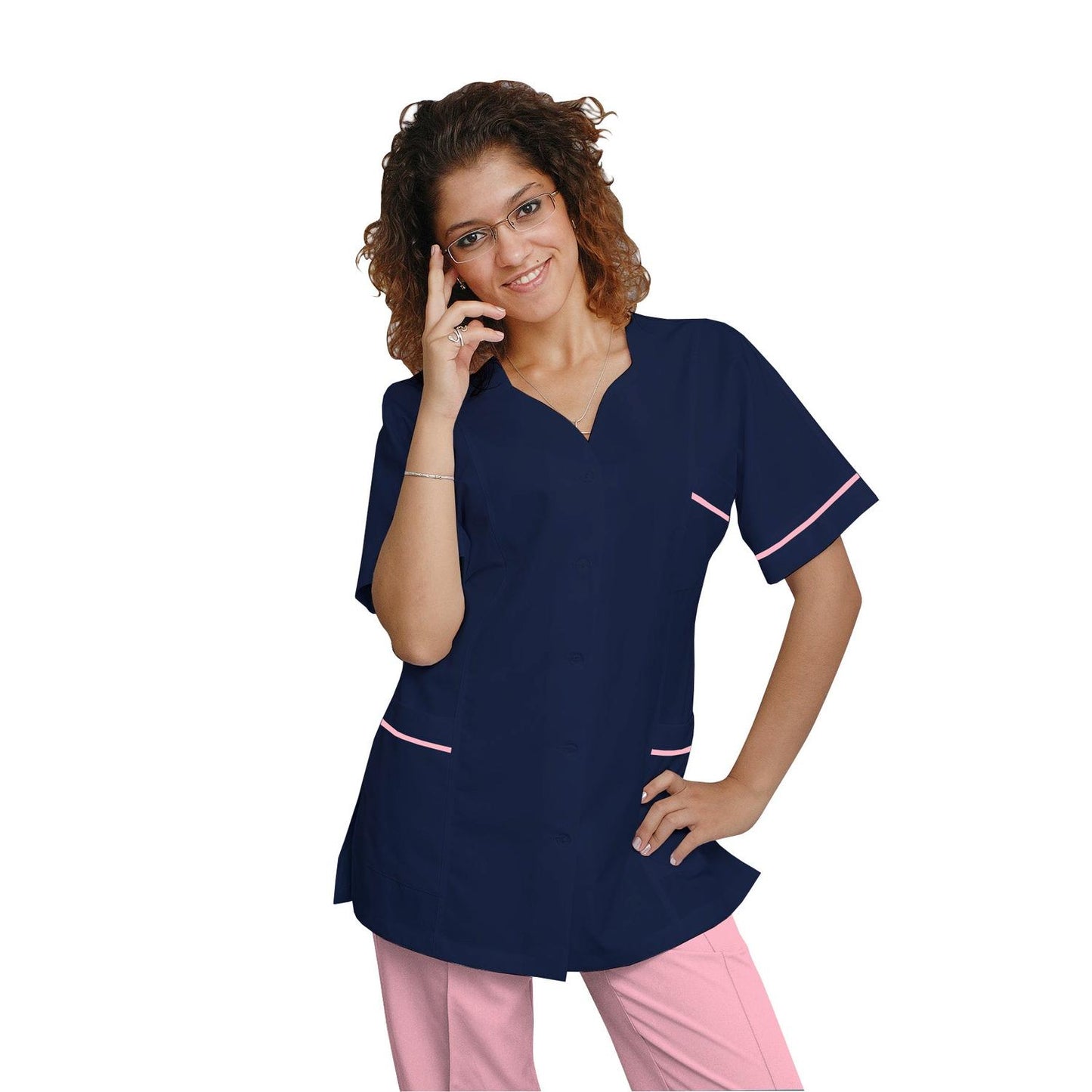 ПОРЪЧКА на дамска туника - цвят тъмносин с гарнитура по избор от клиента, модел FTSoft – Медицински облекла Кали