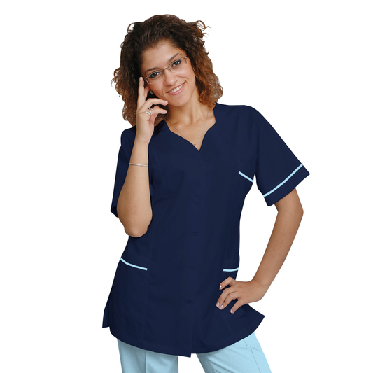 ПОРЪЧКА на дамска туника - цвят тъмносин с гарнитура по избор от клиента, модел FTSoft – Медицински облекла Кали