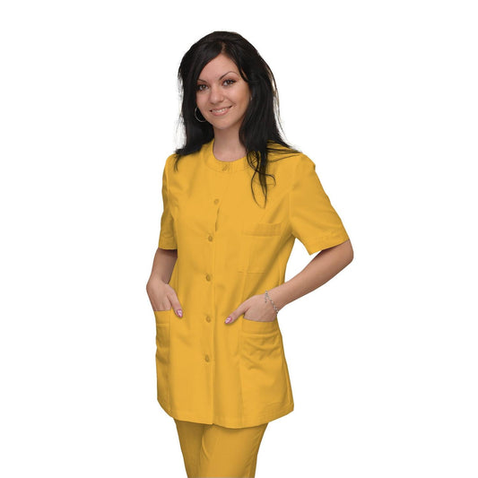 ПОРЪЧКА на дамска туника - цвят жълт , модел F222-2U – Медицински облекла Кали