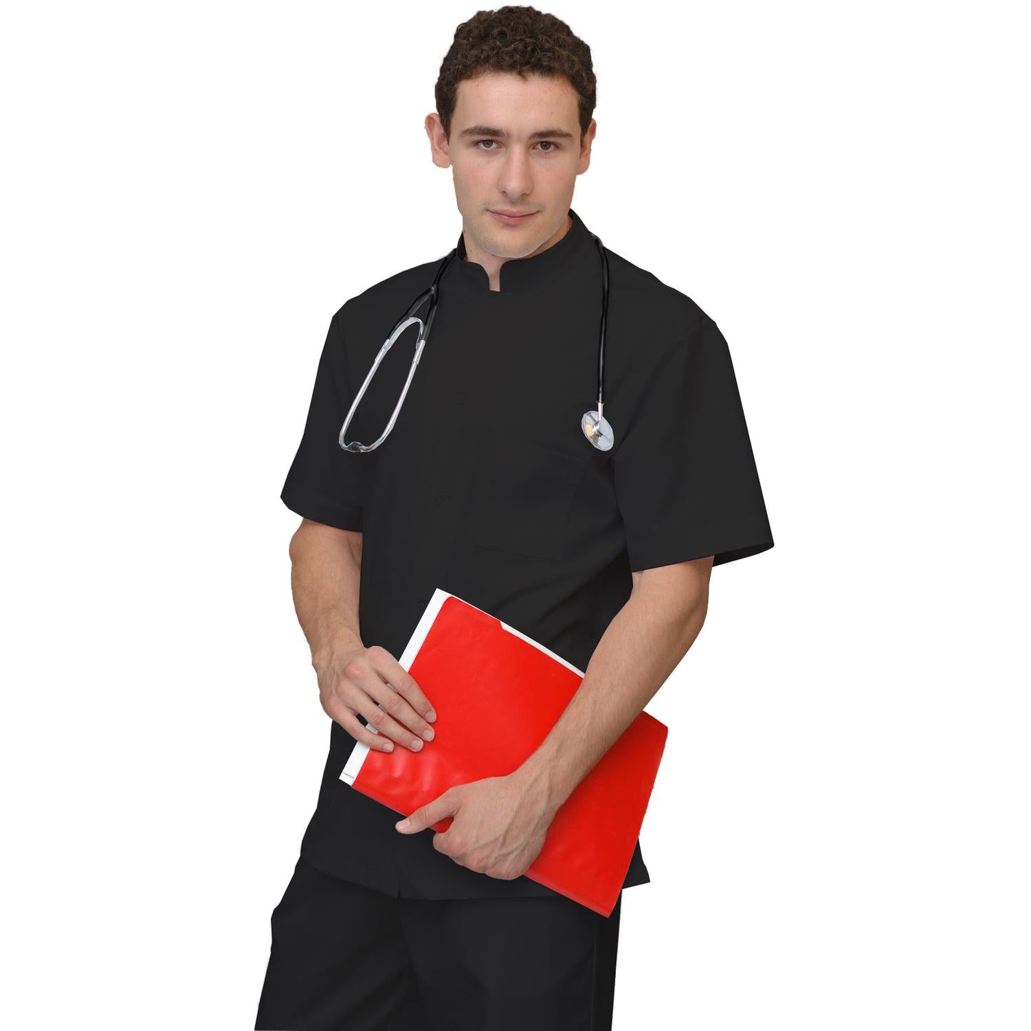 ПОРЪЧКА на мъжка цветна туника - цвят черен, модел MS213-31 – Медицински облекла Кали