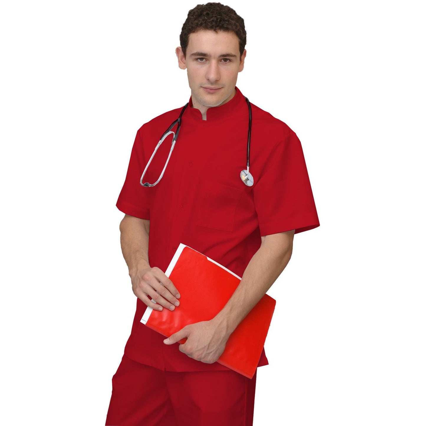 ПОРЪЧКА на мъжка цветна туника - цвят червен, модел MS213-31 – Медицински облекла Кали