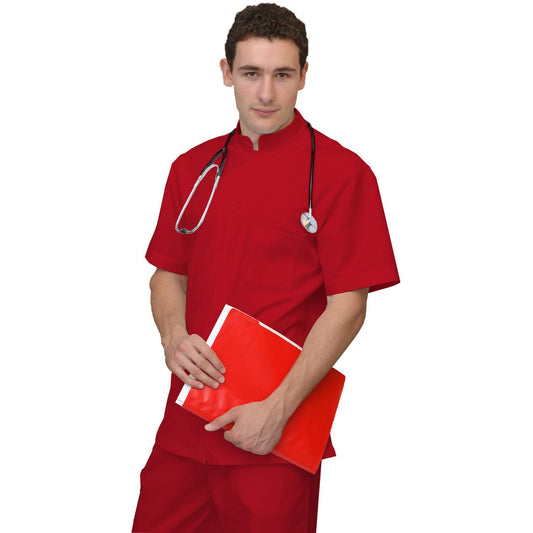 ПОРЪЧКА на мъжка цветна туника - цвят червен, модел MS213-31 – Медицински облекла Кали
