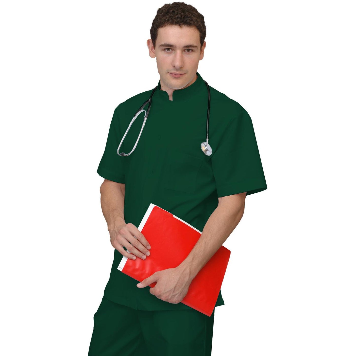 ПОРЪЧКА на мъжка цветна туника - цвят маслено зелен, модел MS213-31 – Медицински облекла Кали