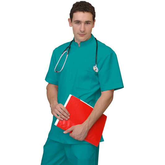 ПОРЪЧКА на мъжка цветна туника - цвят морско зелен, модел MS213-31 – Медицински облекла Кали