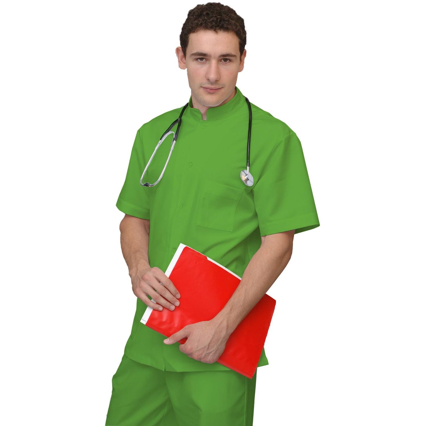 ПОРЪЧКА на мъжка цветна туника - цвят шам фъстък, модел MS213-31 – Медицински облекла Кали