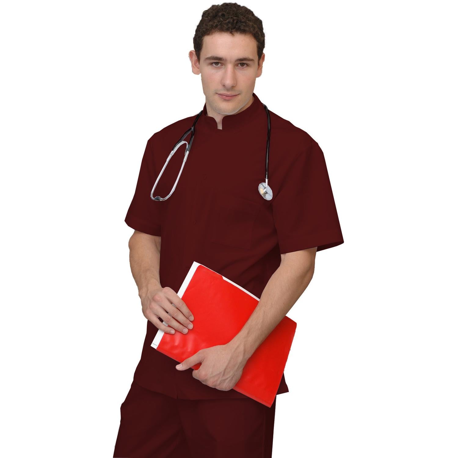 ПОРЪЧКА на мъжка цветна туника - цвят винен, модел MS213-31 – Медицински облекла Кали