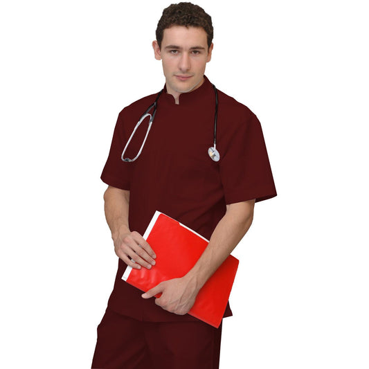 ПОРЪЧКА на мъжка цветна туника - цвят винен, модел MS213-31 – Медицински облекла Кали