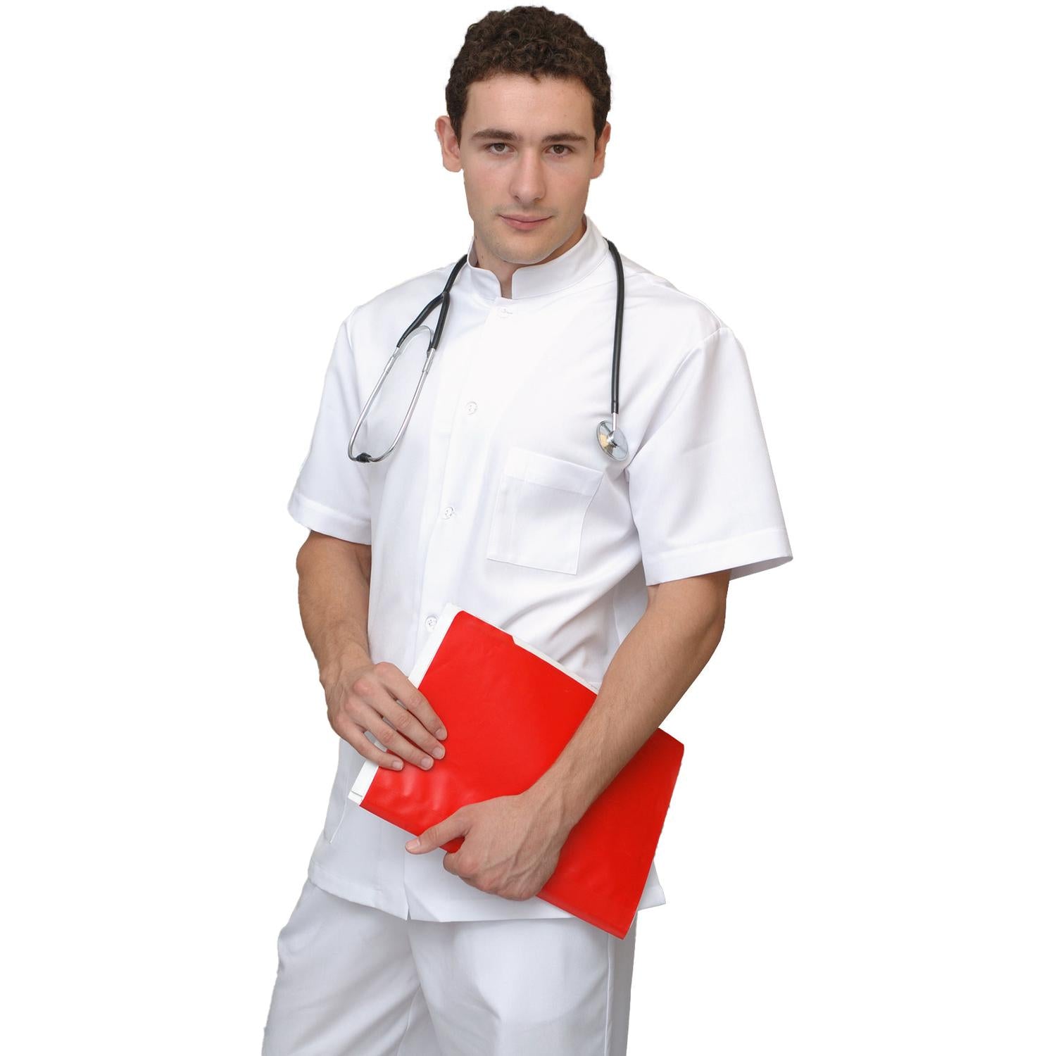 Мъжка туника - цвят бял, модел MS213-31 – Медицински облекла Кали