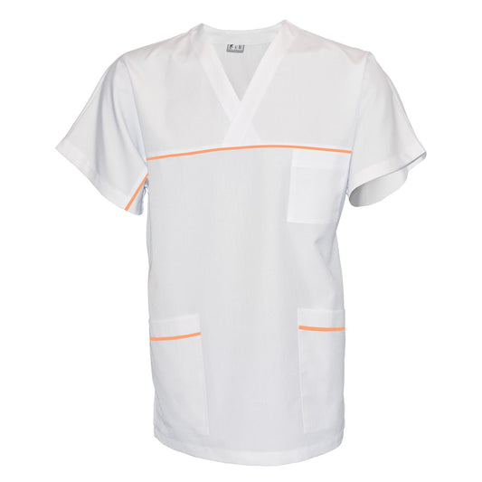 Унисекс бяла туника с гарнитура - цвят бананов, модел UX – Медицински облекла Кали