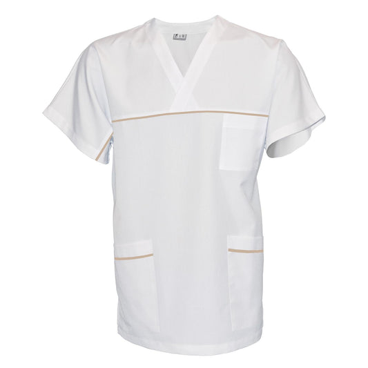 Унисекс бяла туника с гарнитура - цвят бежов, модел UX – Медицински облекла Кали