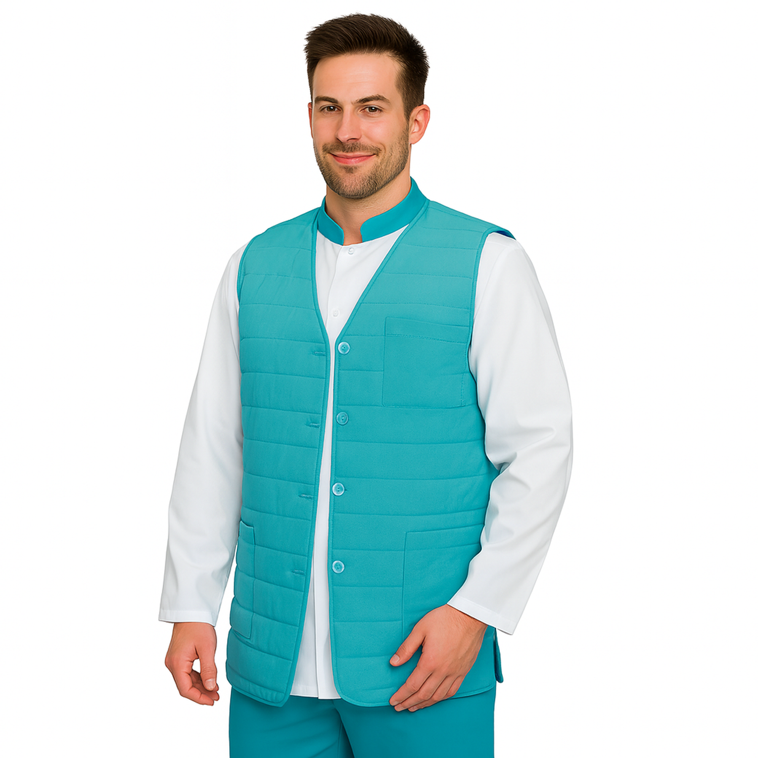 Унисекс елек - цвят бял, модел EV008 – Медицински облекла Кали