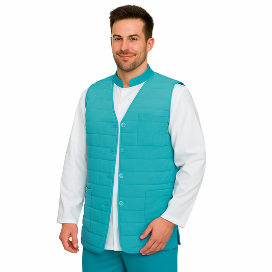 Унисекс елек - цвят бял, модел EV008 – Медицински облекла Кали