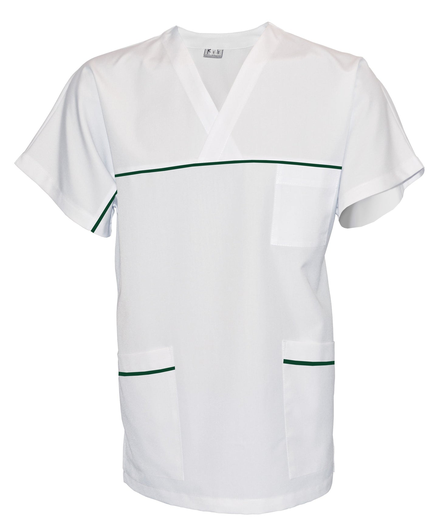 ORDER of unisex white tunic with trim - color butter green, model UX