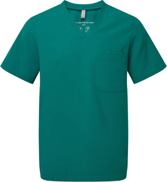 Men's stretch tunic with V-neck - color green