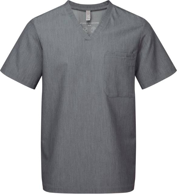 Men's stretch tunic with V-neck - color gray