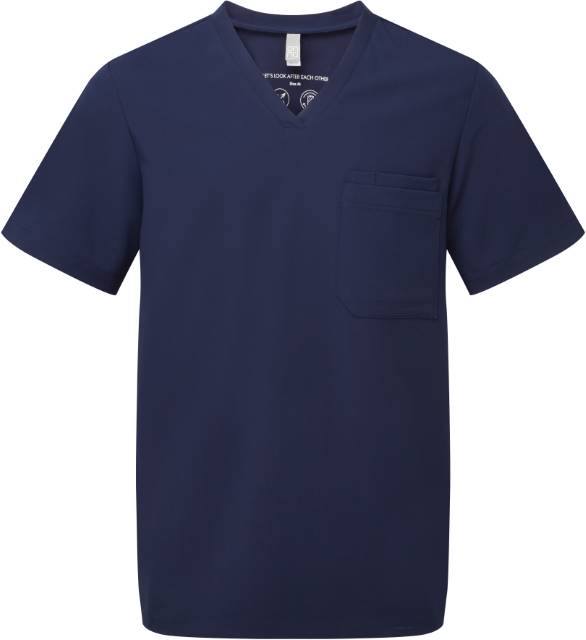 Мъжка стреч туника с V-образно деколте - цвят тъмносин