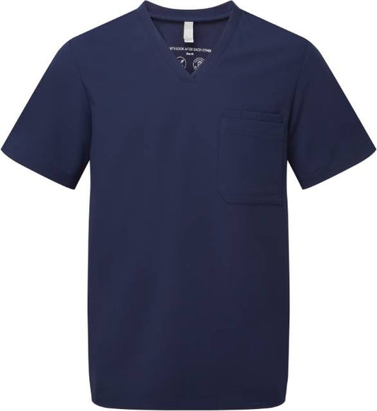 Мъжка стреч туника с V-образно деколте - цвят тъмносин