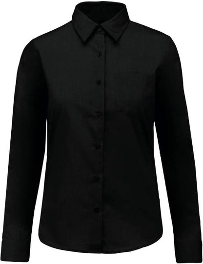 Blusa de popelina para mujer con mangas cortas - color negro