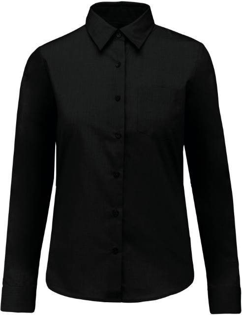 Women's poplin blouse with short sleeves - black color