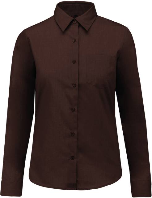 Women's poplin blouse with short sleeves - brown color