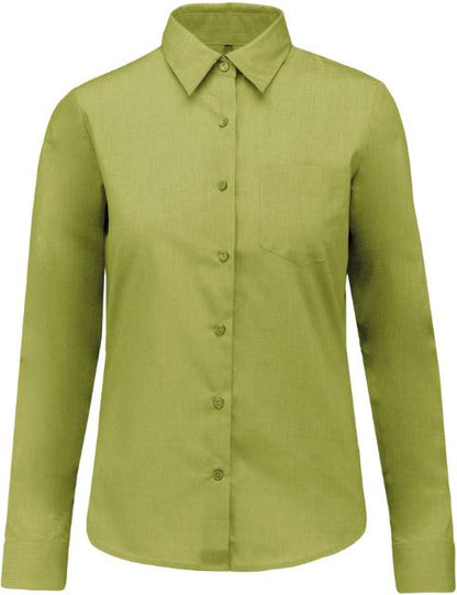 Blusa de popelina para mujer con mangas cortas - color amarillo-verde