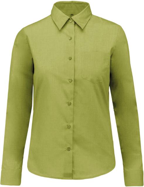 Women's poplin blouse with short sleeves - yellow-green color