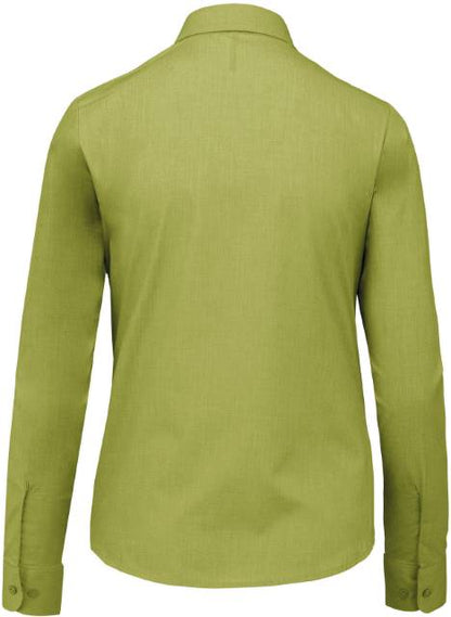 Blusa de popelina para mujer con mangas cortas - color amarillo-verde