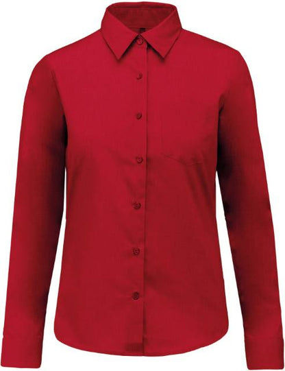 Blusa de popelina para mujer con mangas cortas - color rojo